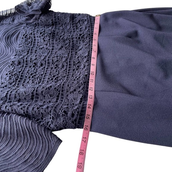 Katherine Kelly Navy Lace Inset Short Sleeve Midi Sheath Dress in size 10. - Picture 10 of 14